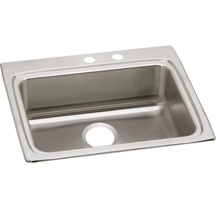Kitchen Sink Lustertone Classic 25 x 22 Inch Single Bowl MR2 Hole ADA Lustrous Satin Drop-In Rectangle Drain Location Rear Center Depth 6 Inch Bottom Only Pads - Frankwebs