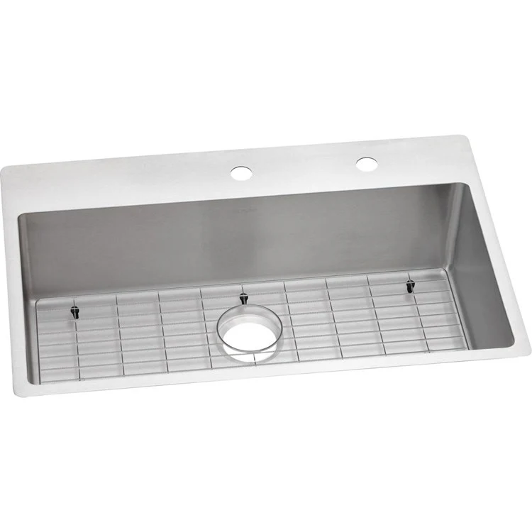 Kitchen Sink Crosstown 33 x 22 Inch Single Bowl Kit FR2 Hole Polished Satin Drop-In Undermount Stainless Steel 18 Gauge - Frankwebs