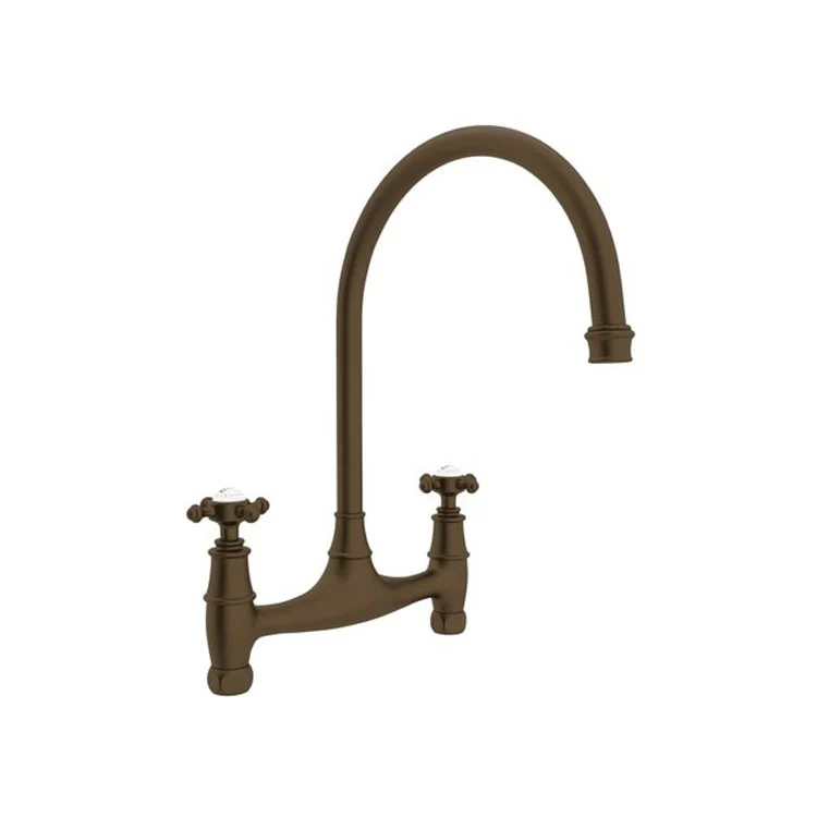 Kitchen Faucet Georgian Era 7-7/8 Inch Spread 2 Cross English Gold Bridge Swivel Spout 1.8 Gallons per Minute 7-7/8 Inch - Frankwebs