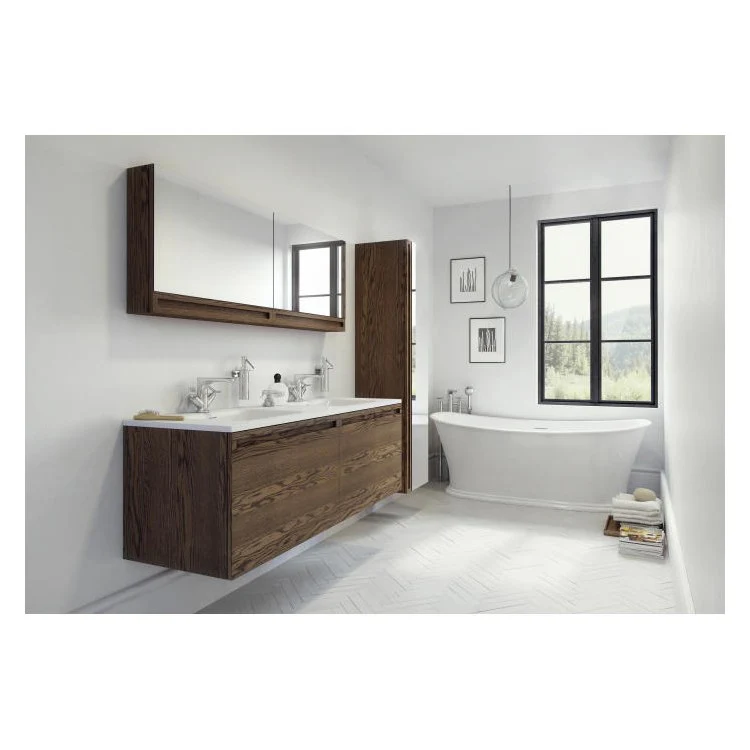 Freestanding Tub Cloud Oval 62 Inch Soaker Brushed Nickel/True High Gloss Solid Surface - Frankwebs