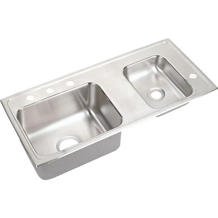 Classroom Sink Lustertone 37.25 x 17 Inch Double Bowl ADA Right Lustrous Satin Drop-In Minimum Cabinet Size 42 Inch 6-1/2 Inch Quick Clip Mounting System 18 Gauge Bottom Only Pads Mounting Hardware Included for Up to 3/4IN Countertop - Frankwebs