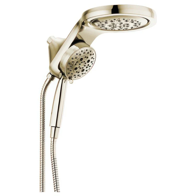 Handshower Combination HydroRain Universal Showering Components HydroRain H2Okinetic In2ition 2-In-1 Lumicoat Champagne Bronze WaterSense 5 Function 6 Inch 60-82 Inch Stretchable Metal Hose 12-1/4 Inch - Frankwebs