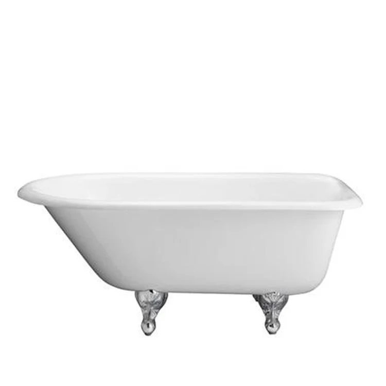 Freestanding Tub Aristo 55 Inch Roll Top Oval Cast Iron White/Brushed Nickel Ball and Claw Feet 7 Inch Center Faucet Holes - Frankwebs