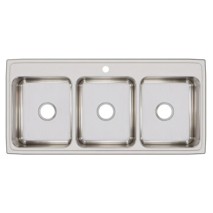 Kitchen Sink Lustertone Classic 46 x 22 Inch Triple Bowl 1 Hole Lustrous Satin Drop-In Drain Location Center Bottom Only Pads - Frankwebs
