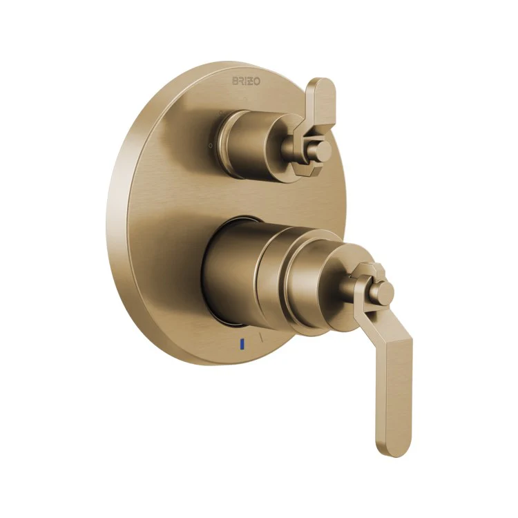 Pressure Balance Valve Trim Litze with Integrated 3 Function Diverter 2 Less Handle Brilliance Luxe Gold ADA - Frankwebs