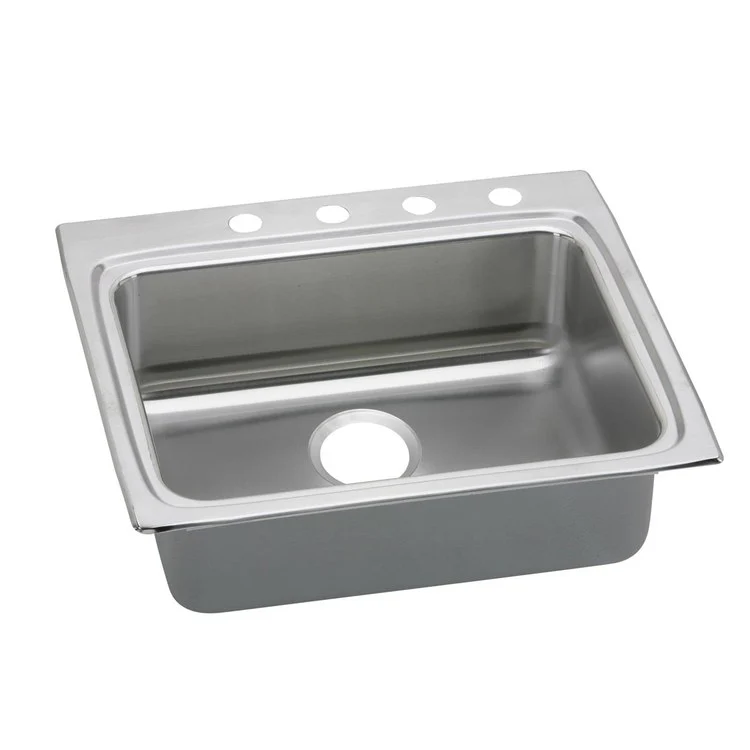 Kitchen Sink Lustertone Classic 25 x 22 Inch Single Bowl 1 Hole ADA Lustrous Satin Drop-In Rectangle Drain Location Rear Center Depth 6 Inch Quick Clip Mounting System Bottom Only Pads - Frankwebs