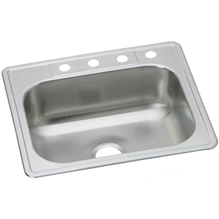 Kitchen Sink Dayton 25 x 22 Inch Single Bowl MR2 Hole Elite Satin Drop-In Drain Location Center Multiple of 40 Bottom Only Pads - Frankwebs