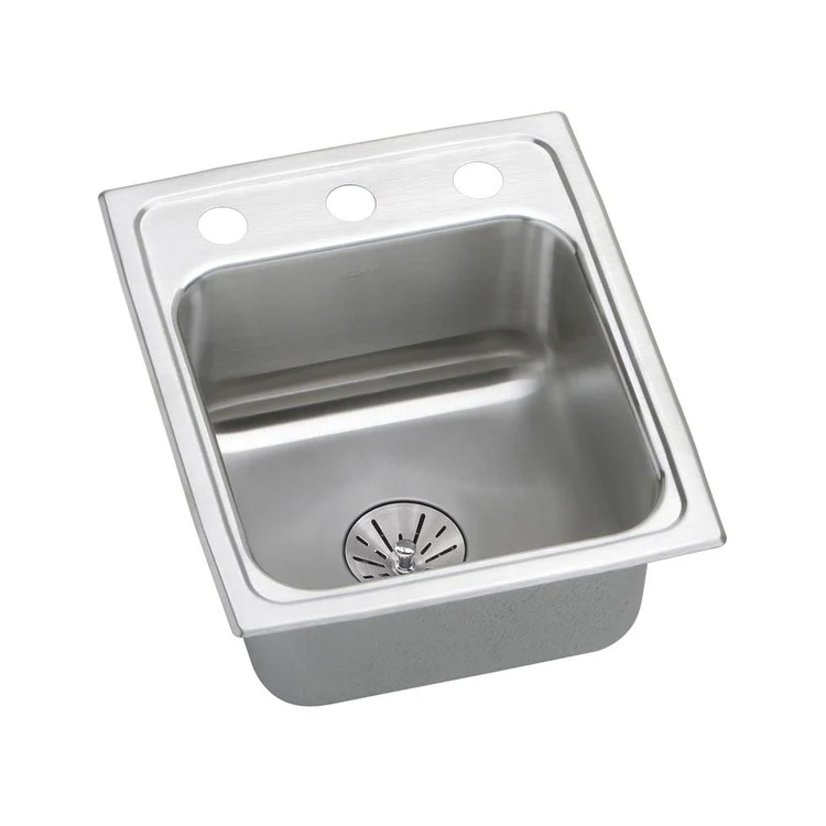 Kitchen Sink Lustertone Classic 13 x 16 Inch Single Bowl with Perfect Drain ADA Lustrous Satin Drop-In Square Drain Location Center Depth 6-1/2 Inch Quick Clip Mounting System Bottom Only Pads - Frankwebs