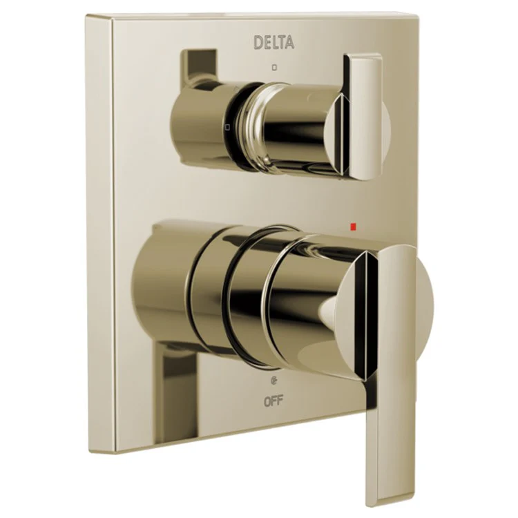 Valve Trim Ara Monitor 14 Angular Modern with 3 Setting Integrated Diverter 2 Lever Brilliance Polished Nickel ADA for MultiChoice Universal Rough-In Valve R22000 Series - Frankwebs