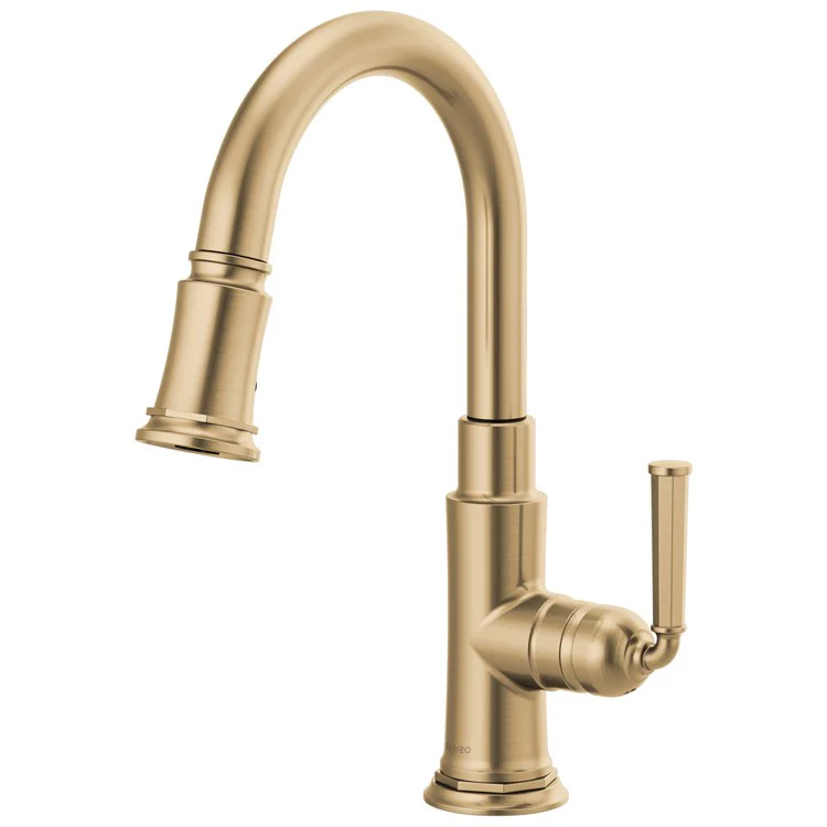 Prep Faucet Rook 1 Lever ADA Brilliance Polished Gold Pull Down 2 Function Aerated Stream or Spray 360 Degree Swivel - Frankwebs