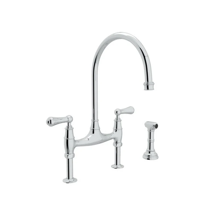 Kitchen Faucet Georgian Era 7-7/8 Inch Spread 2 Lever Polished Nickel Bridge Swivel Spout 1.8 Gallons per Minute - Frankwebs