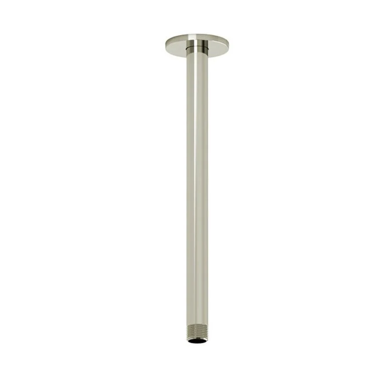 Shower Arm with Round Escutcheon and Round Flange Polished Nickel 12 Inch 11-5/8 Inch 1/2 Inch Inlet MNPT Brass Ceiling Mount - Frankwebs