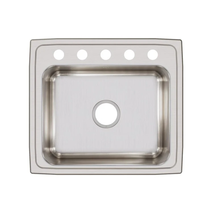 Kitchen Sink Lustertone Classic 22 x 19.5 Inch Single Bowl 5 Hole Lustrous Satin Drop-In Stainless Steel Drain Location Center Bottom Only Pads - Frankwebs