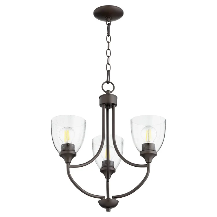 Enclave Three-Light Chandelier with Clear Seeded Glass Shades - Frankwebs
