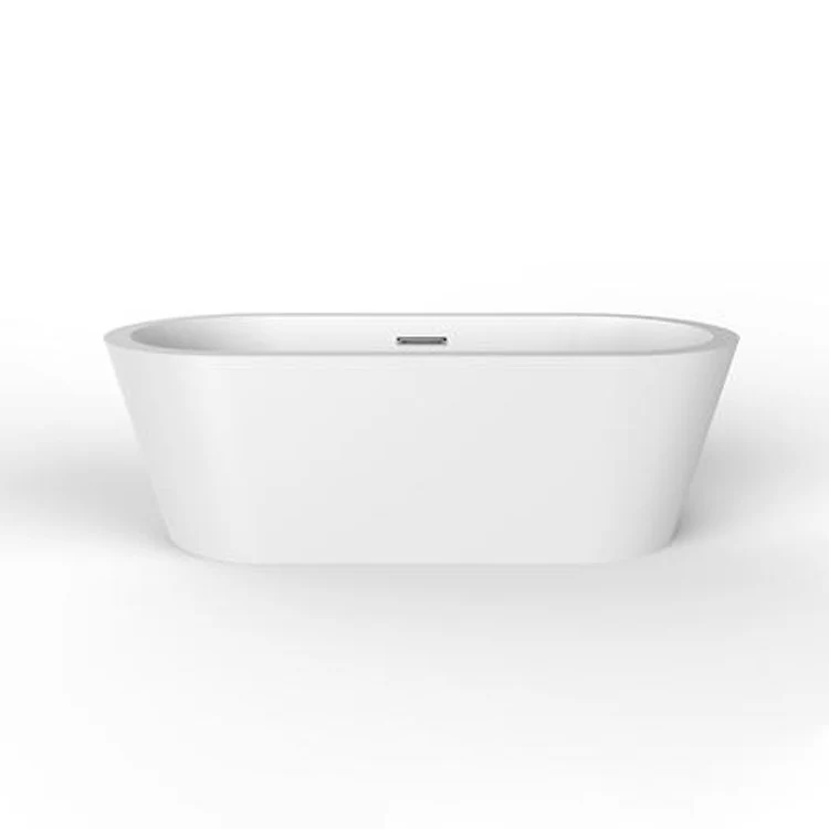 Freestanding Tub Rosario 70 Inch Oval Acrylic White/Polished Nickel Drain and Overflow No Faucet Holes - Frankwebs