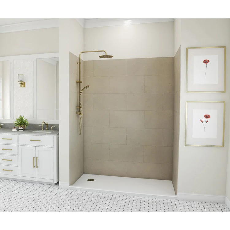 Shower Wall Kit Traditional Subway Tile Glue Up 36 x 62 x 84 Inch Ice Swanstone - Frankwebs