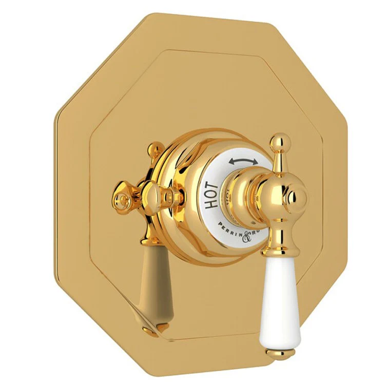 Thermostatic Trim Edwardian 3/4 Inch without Volume Control Octagonal 1 Lever Polished Chrome Brass - Frankwebs