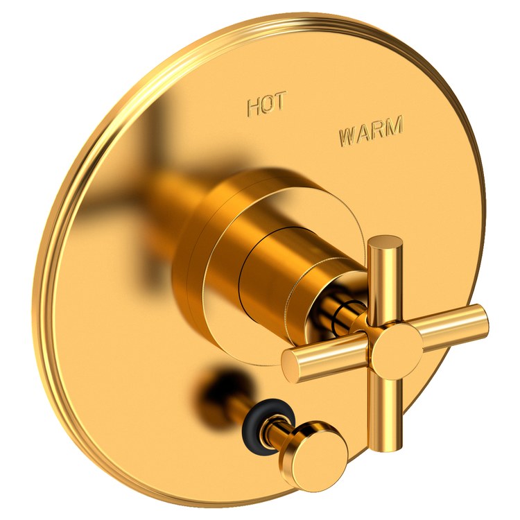 East Linear Pressure Balance Tub/Shower Valve Trim Only with Cross Handle - French Gold PVD - Frankwebs