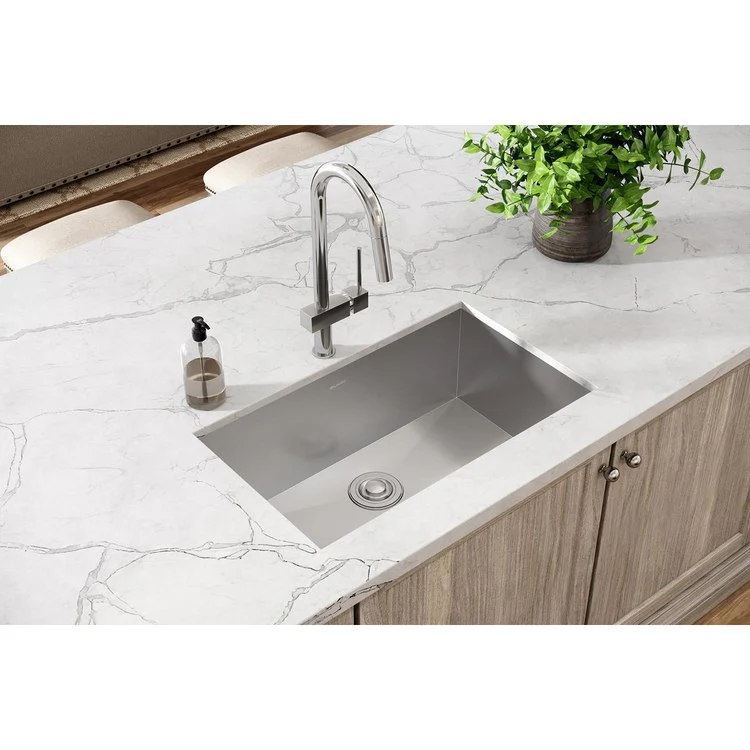 Kitchen Sink Crosstown 30.5 x 18.5 Inch Single Bowl Polished Satin Undermount Drain Location Rear Center Includes 1000001302 Template - Frankwebs