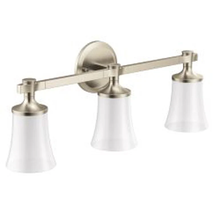 Bath Light Flara Vanity 3 Lamp Brushed Nickel Glass or Shade Frosted - Frankwebs