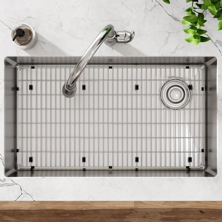 Sink Kit Crosstown 31.5 x 18.5 Inch Single Bowl Polished Satin Bottom Grid Deep Strainer Drain Cleanser Towel - Frankwebs