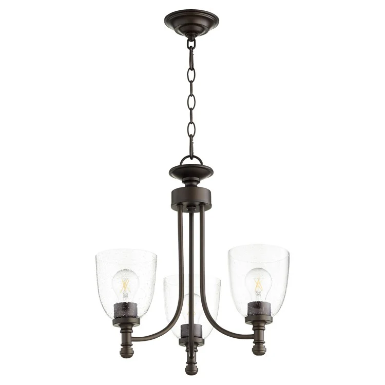 Rossington Three-Light Chandelier with Clear Seeded Glass Shades - Frankwebs