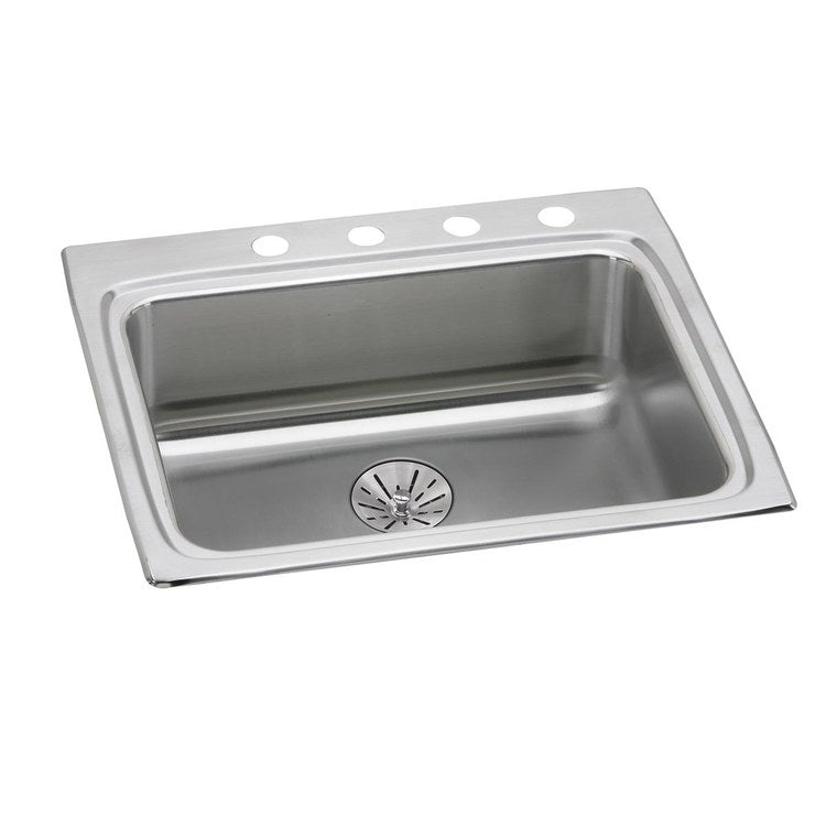 Kitchen Sink Lustertone Classic 25 x 22 Inch Single Bowl with Perfect Drain 1 Hole ADA Lustertone Top Mount Rectangle Drain Location Rear Center Depth 6-1/2 Inch Full Spray Sides and Bottom - Frankwebs