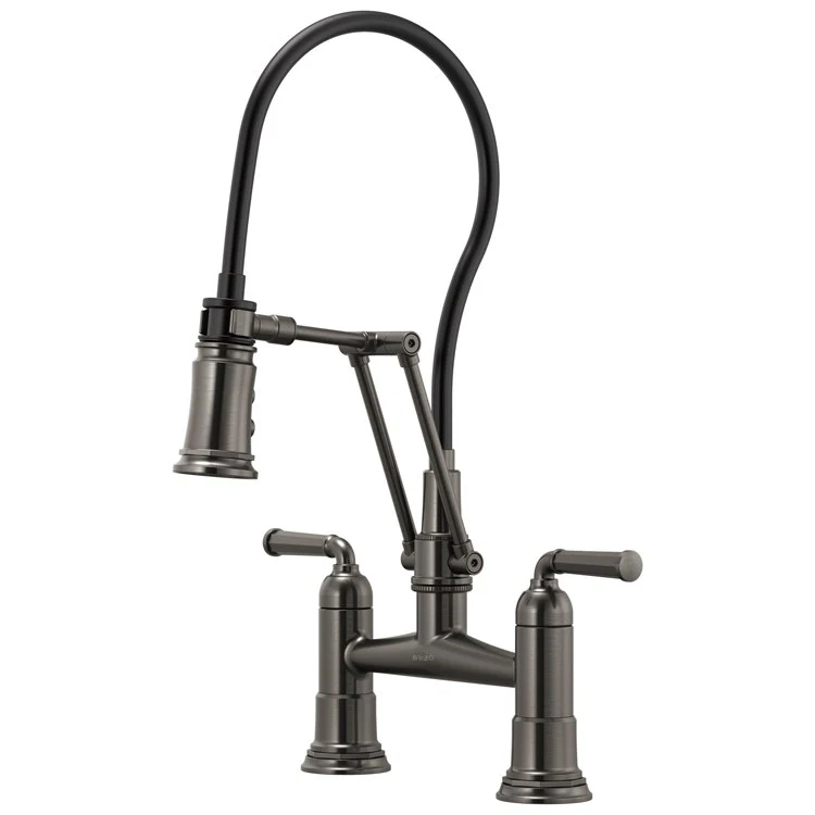Kitchen Faucet Rook Bridge with Finished Semi-Flexible Hose 2 Lever ADA Brilliance Polished Nickel 1.8 Gallons per Minute - Frankwebs