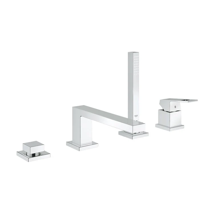 Eurocube Two Handle 4-Hole Roman Tub Filler with Handshower - Frankwebs