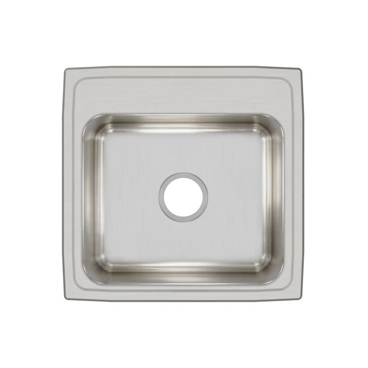 Kitchen Sink Lustertone Classic 19.5 x 19 Inch Single Bowl Lustrous Satin Drop-In Stainless Steel Drain Location Center Bottom Only Pads - Frankwebs