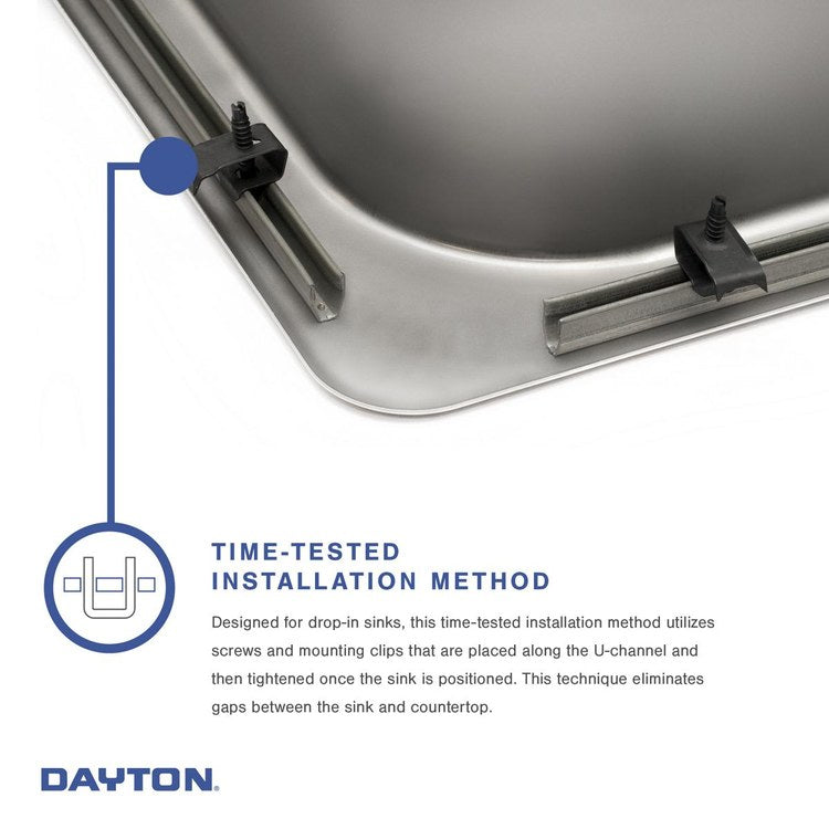 Kitchen Sink Dayton 33 x 22 Inch Double Bowl 3 Hole ADA Satin Drop-In Rectangle Drain Location Center Depth 6-4/7 Inch Multiple of 10 Bottom Only Pads - Frankwebs