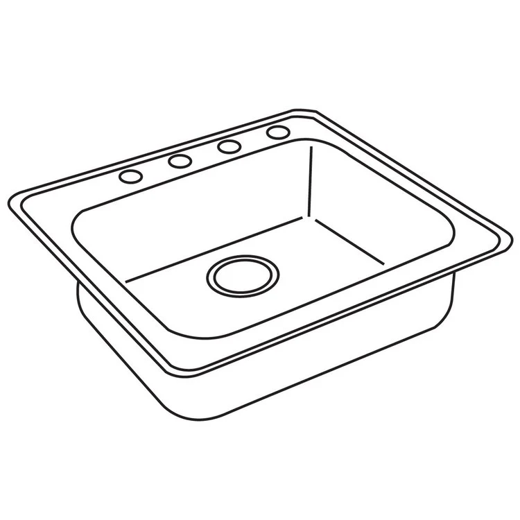 Kitchen Sink Dayton 25 x 22 Inch Single Bowl 2 Hole ADA Satin Drop-In Rectangle Drain Location Rear Center Depth 5-3/8 Inch Bottom Only Pads - Frankwebs