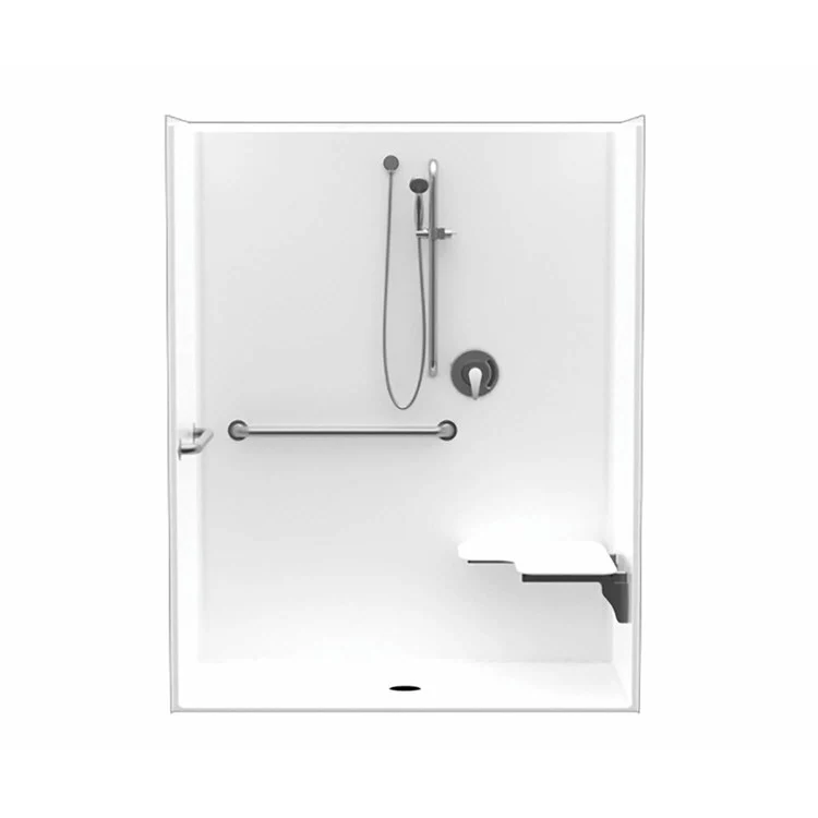 Shower MXQSI-6233-BF 0.75 Inch Alcove 1 Piece White 62 x 32 Inch AcrylX Left Seat Center Drain 62 Inch - Frankwebs