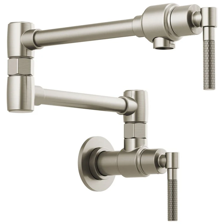 Pot Filler Litze Wall Mount Cold Water Only 2 Knurled Lever ADA Brilliance Polished Nickel - Frankwebs