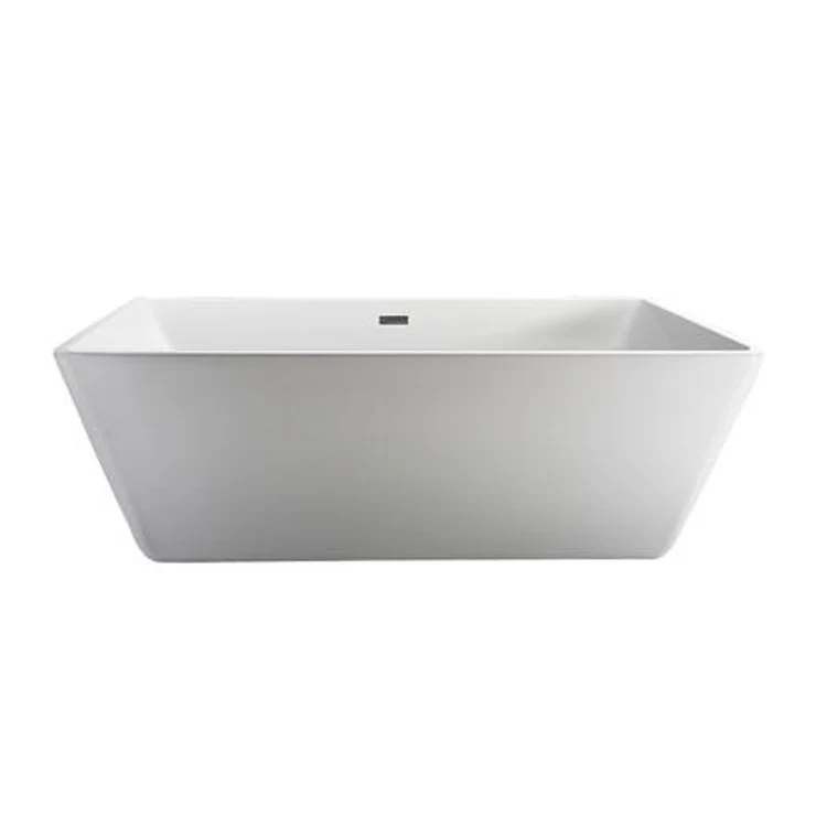 Freestanding Tub Vaughn 71 Inch Slipper Rectangle Acrylic White/Polished Nickel Drain and Overflow Covers No Faucet Holes - Frankwebs