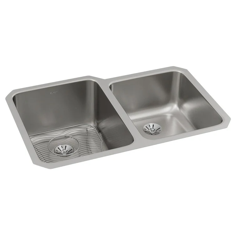 Kitchen Sink Lustertone Classic 31 x 21 Inch Double Bowl Kit with Perfect Drain Lustrous Satin Undermount - Frankwebs