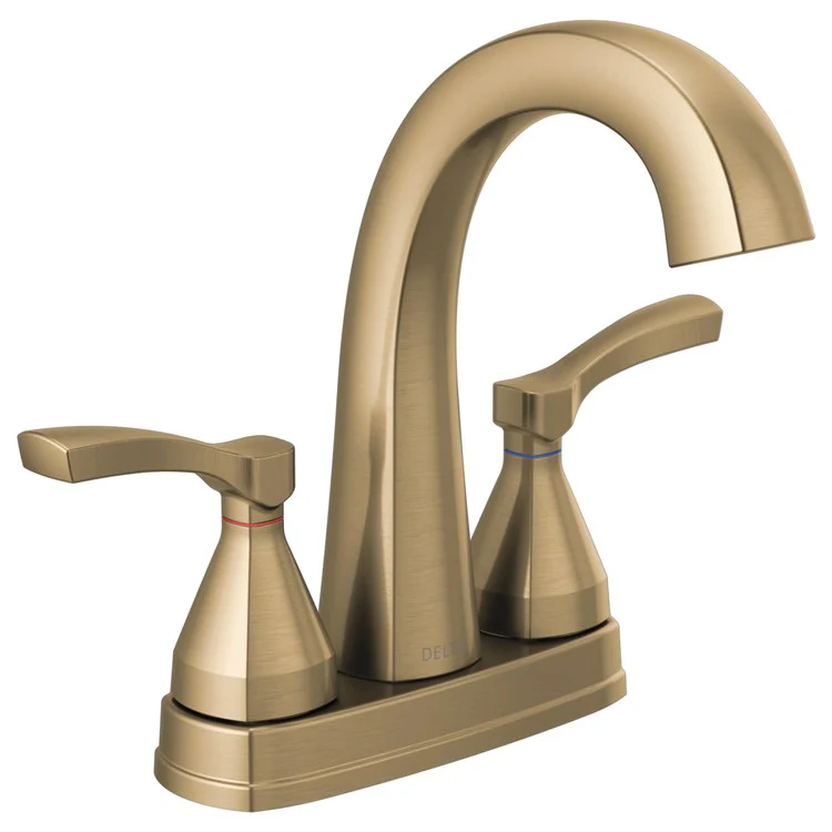 Lavatory Faucet Stryke Centerset 4 Inch Spread 2 Lever ADA WaterSense Lumicoat Champagne Bronze 1.2 Gallons per Minute Metal Pop-Up 3 Hole Diamond Seal Technology - Frankwebs