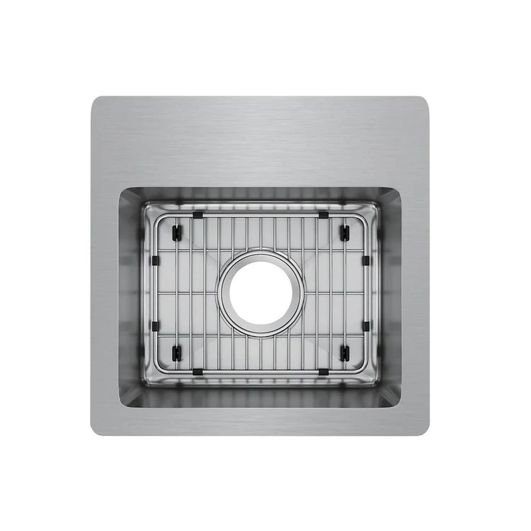 Sink Kit Crosstown Dual Mount 15 x 15 Inch Single Bowl Polished Satin Bottom Grid - Frankwebs