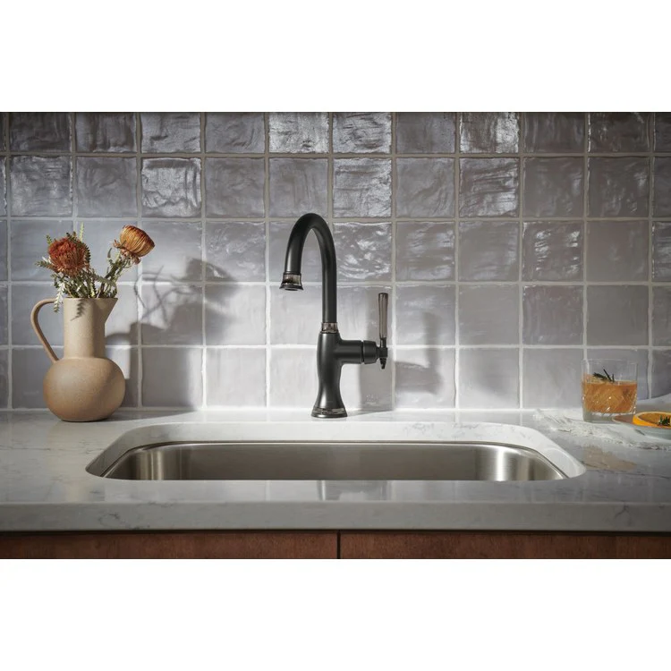 Bar Faucet Tulham 1 Lever ADA Matte Black/Brilliance Black Onyx 1.8 Gallons per Minute - Frankwebs