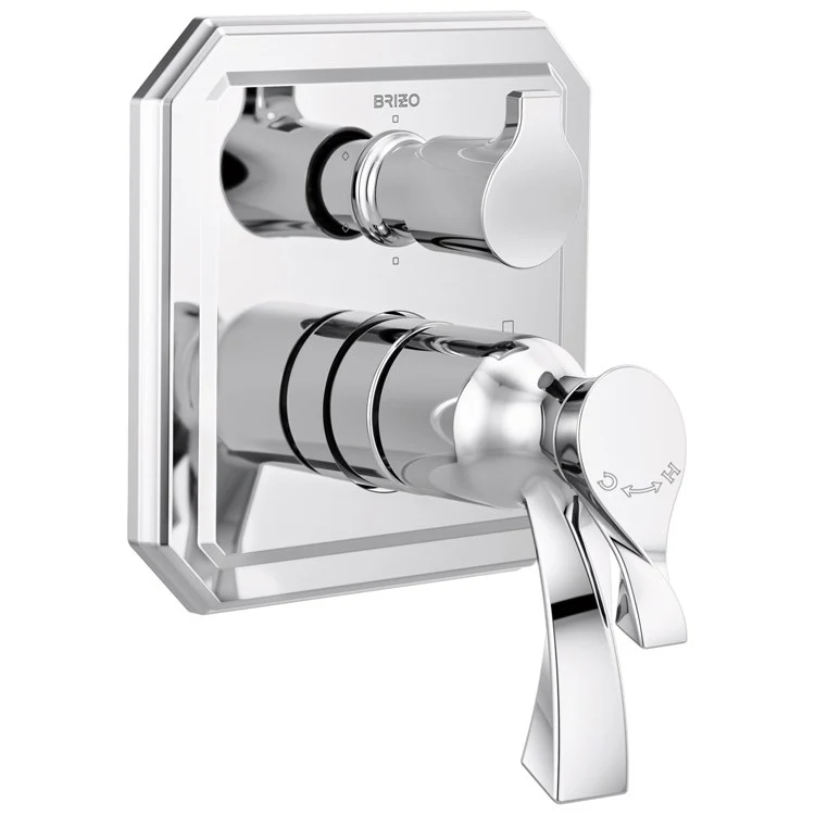 Thermostatic Trim Virage with Integrated 6 Function Diverter 3 Lever Brilliance Luxe Gold ADA Metal - Frankwebs