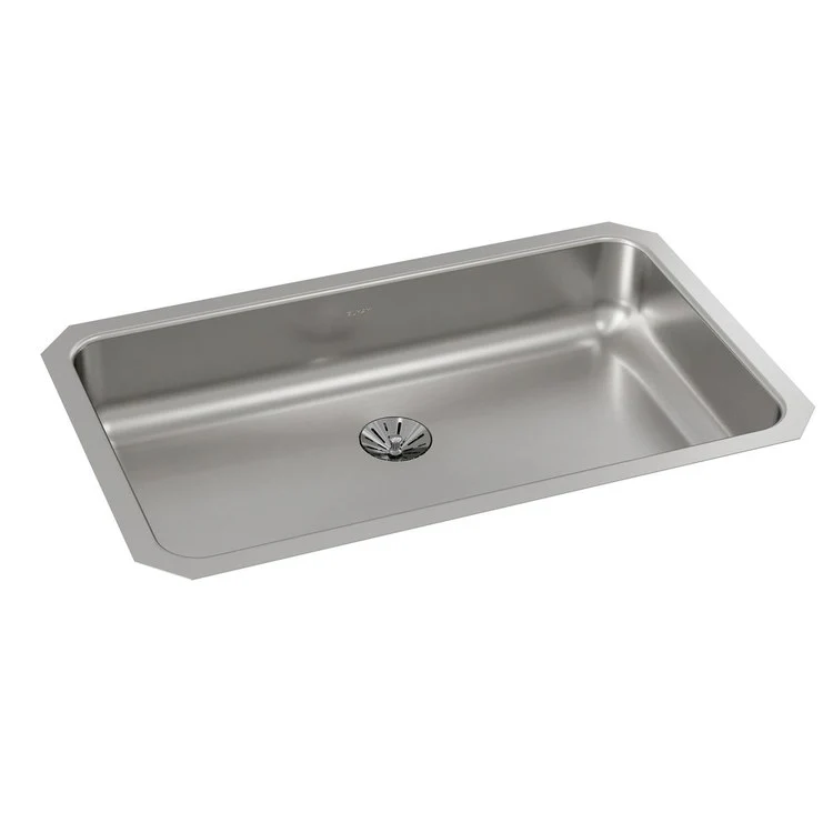 Kitchen Sink Lustertone Classic 30.5 x 18.5 Inch Single Bowl with Perfect Drain ADA Lustertone Undermount Rectangle Drain Location Rear Center Depth 5-3/8 Inch Bottom Only Pads - Frankwebs