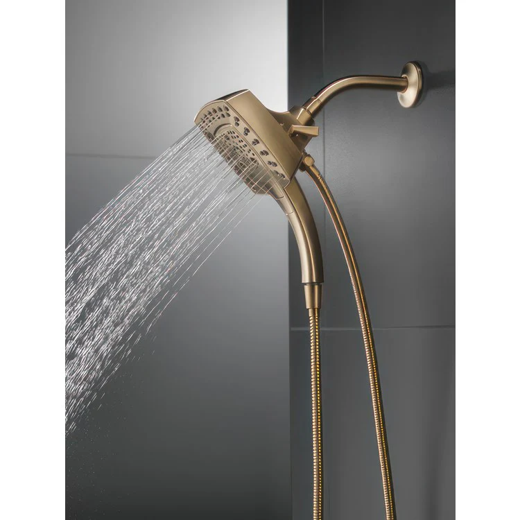 Handshower Combination In2ition Universal Showering Components H2Okinetic 2-In-1 Lumicoat Champagne Bronze WaterSense 5 Function Includes 60-82 Inch Stretchable Metal Hose - Frankwebs