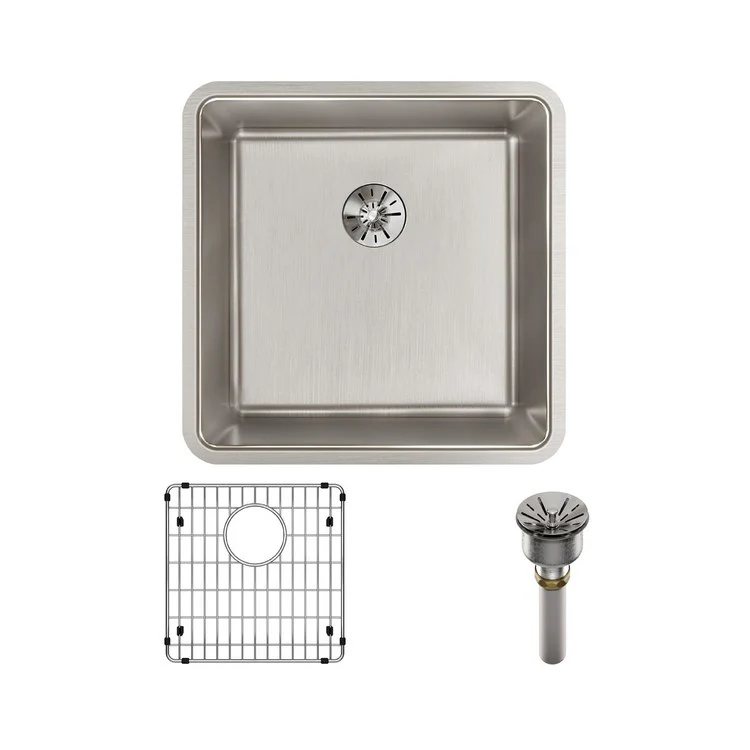 Sink Kit Lustertone Iconix Perfect Drain 18.5 x 18.5 Inch Single Bowl Luminous Satin One EBG1414 Bottom Grid One LKPD1 Perfect Drain and Strainer - Frankwebs