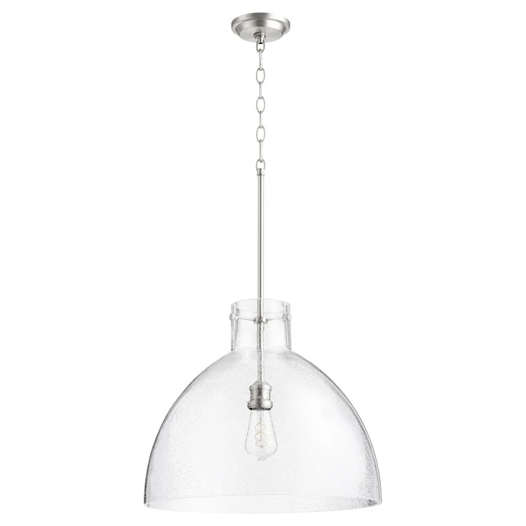Single-Light Pendant with Clear Seeded Glass Dome Shade - Frankwebs
