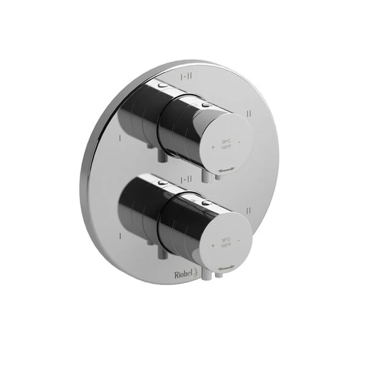 Thermostatic and Pressure Balance Valve Trim Sylla 3/4 Inch Round 4-Way 6 Function 2 Lever Brushed Nickel - Frankwebs
