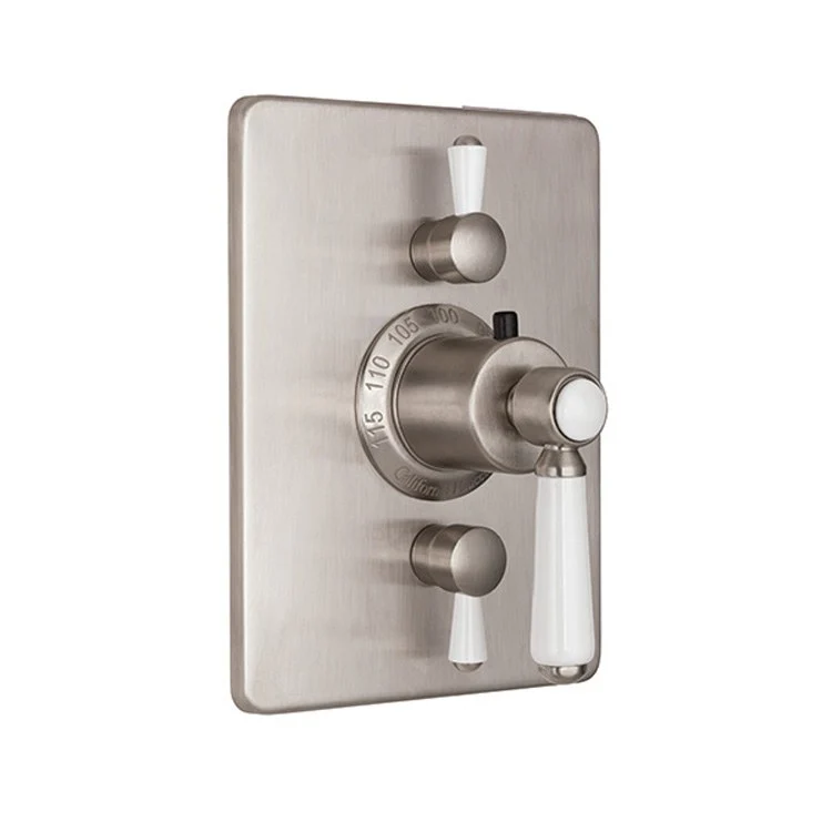 Thermostatic Trim Cardiff Rectangular with Dual Volume Control 3 Lever Bella Terra Bronze ADA for Requires Rough Valve TH52-R Or TH52D2-R Handles and Escutcheon Brass - Frankwebs