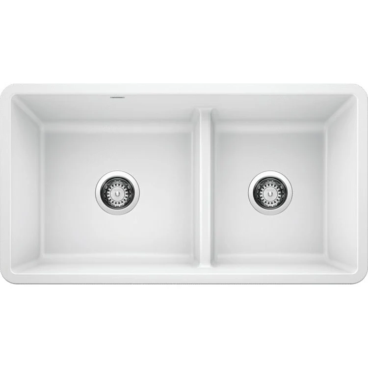 Kitchen Sink Precis 33 x 18 Inch Double Bowl 1-3/4 Reverse with Low Divide Coal Black Undermount - Frankwebs