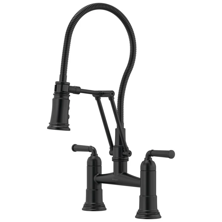 Kitchen Faucet Rook Bridge with Finished Semi-Flexible Hose 8 Inch Spread 2 Lever ADA Brilliance Luxe Gold 1.8 Gallons per Minute - Frankwebs