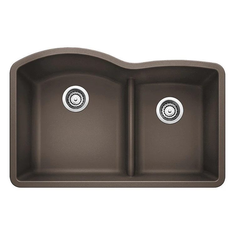 Kitchen Sink Diamond 32 x 21 Inch Double Bowl 1-3/4 Bowl with Low Divide Coal Black Undermount - Frankwebs