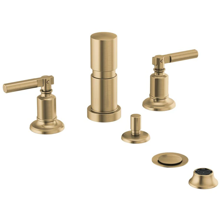 Bidet Invari Widespread with Vacuum Breaker 4 Hole Brilliance Polished Gold Brass/Metal ADA 13-1/2 Inch - Frankwebs